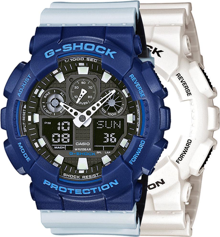 Hodinky Casio G-Shock SET GA-100B-7AER + BEZEL 10527398 + PÁS 10527469 20BAR