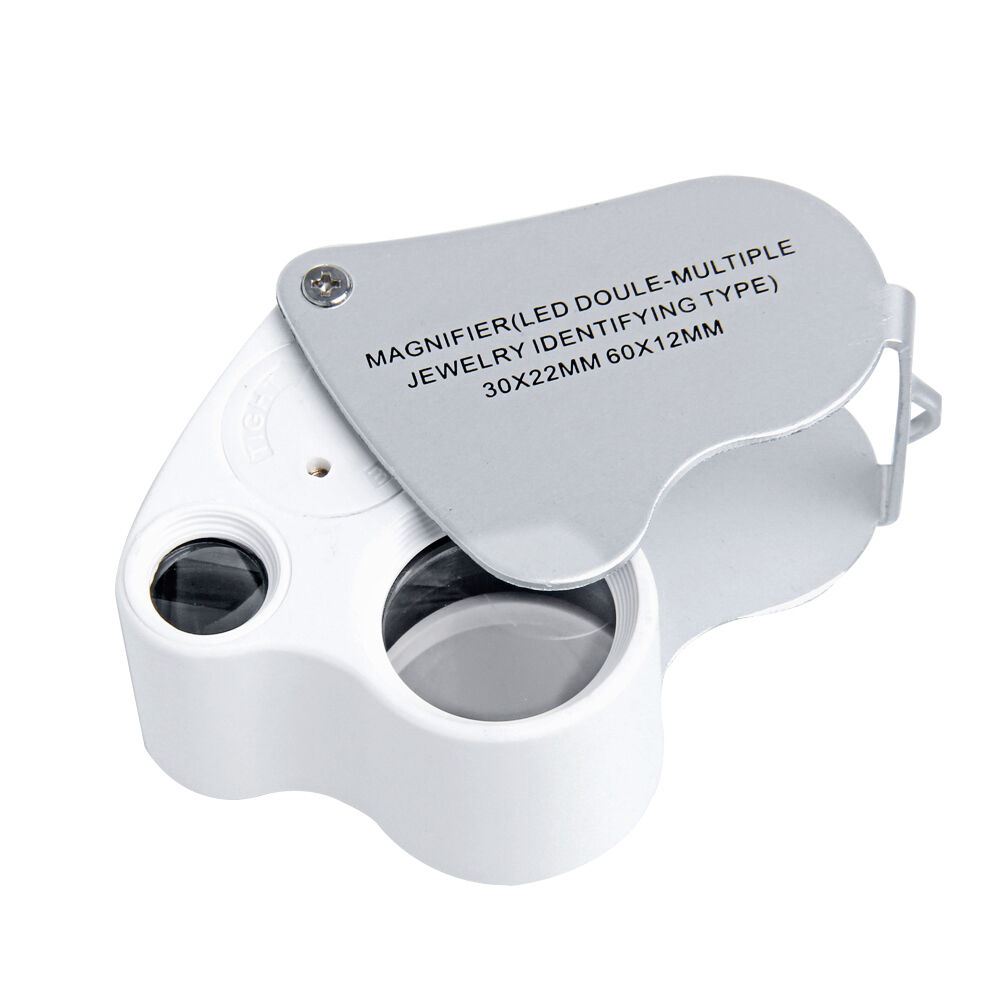 60 x Handheld Mini Pocket Mikroskop Lupe Juwelier Lupe LED Licht Tasche Mic P⑤ 