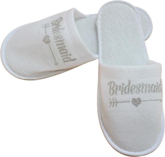 INF Brautjungfern Hausschuhe für Hochzeit, Spa, Party - 1 Paar Silber 388097