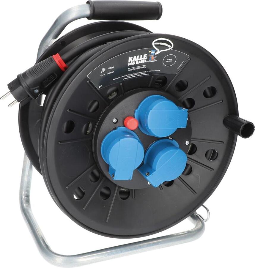 KALLE DAS KABEL Schuko-Kabeltrommel H07RN-F 3G 2,5 mm² 25 Meter IP44 3x SCHUKO Steckdose