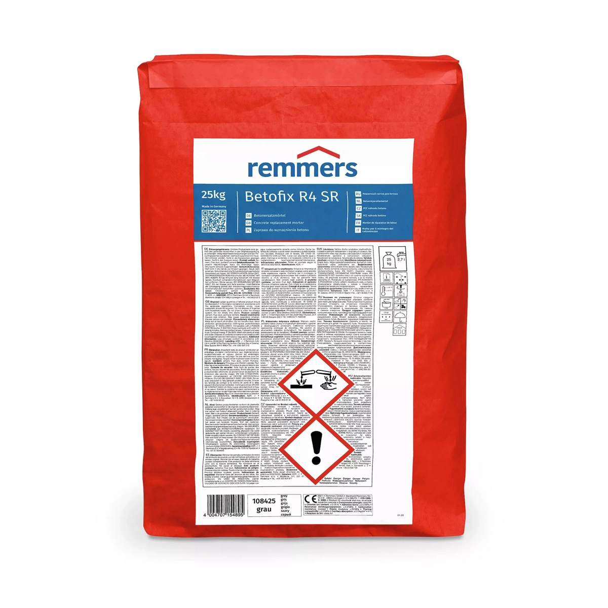 Remmers Betofix R4 SR – PCC/SPCC-Mörtel zur Betonsanierung, 25-kg-Sack