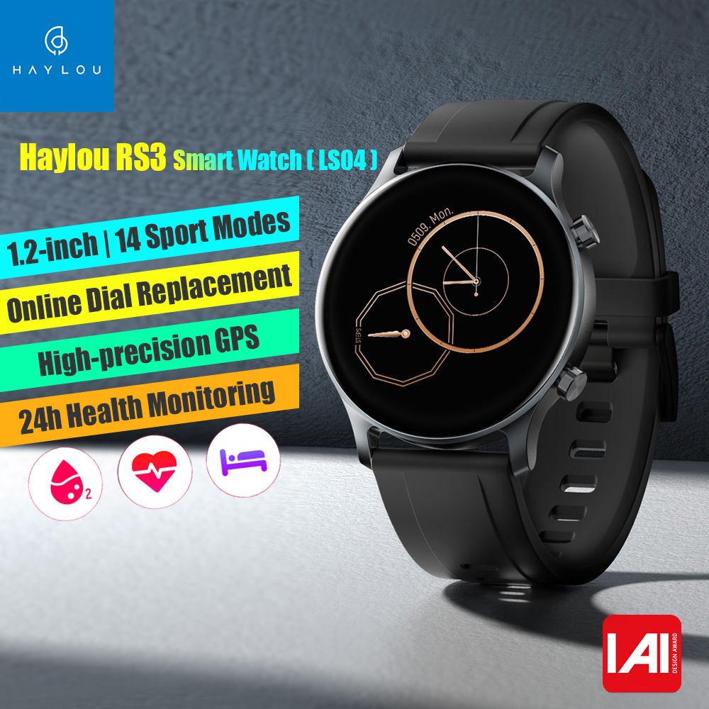 Haylou RS3 Smart Watch (LS04) Športový náramok 1,2-palcový AMOLED HD displej BT5.0 Fitness Tracker 14 tréningových režimov / GPS polohovanie / 5ATM vodotesný srdcový tep / monitor kyslíka v krvi kompatibilný s Android iOS