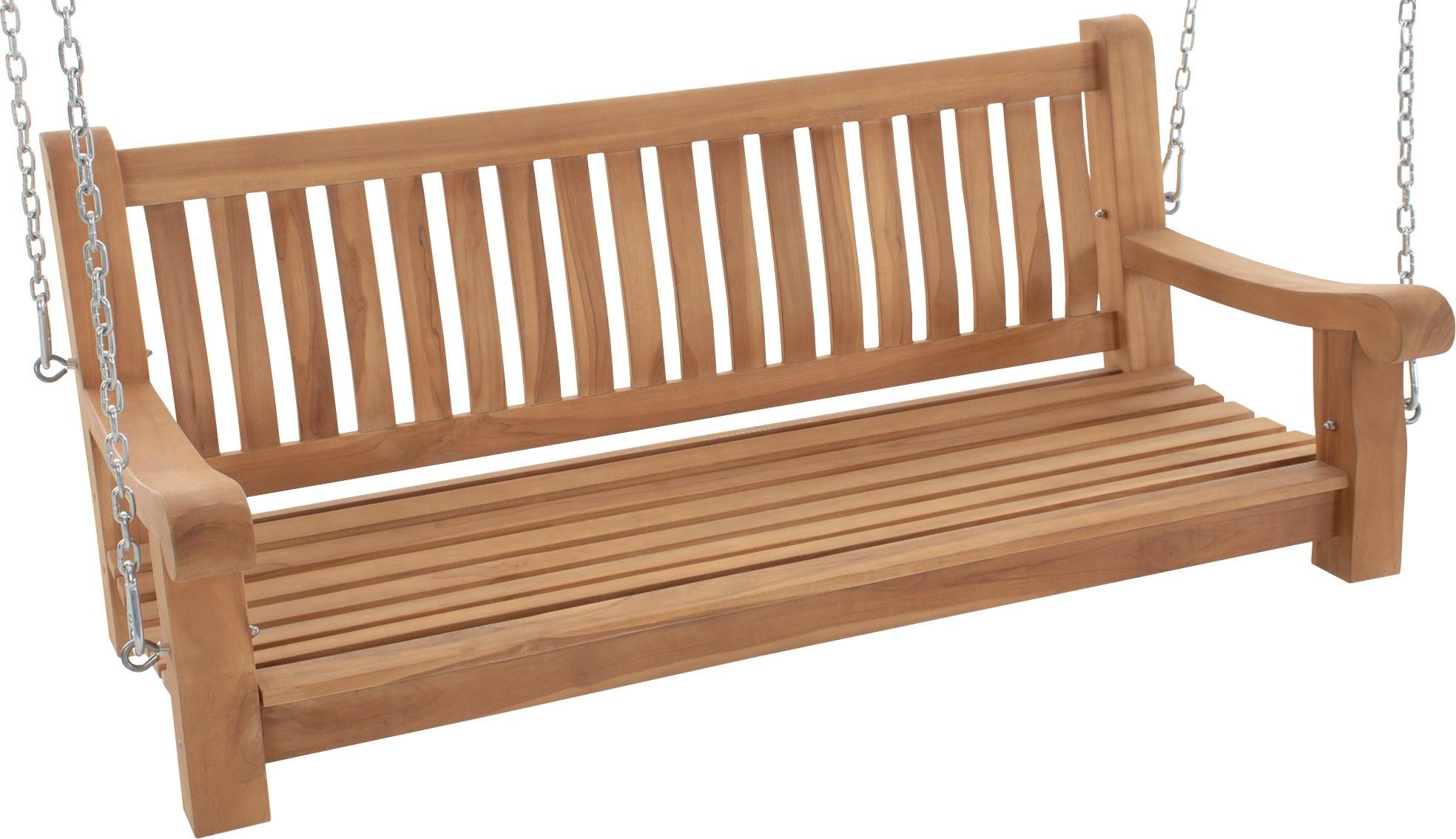 Schaukelbank MUVER - Holz Teak 150x70x62 cm | Hängebank Gartenschaukel Zum Aufhängen Veranda-Schaukel