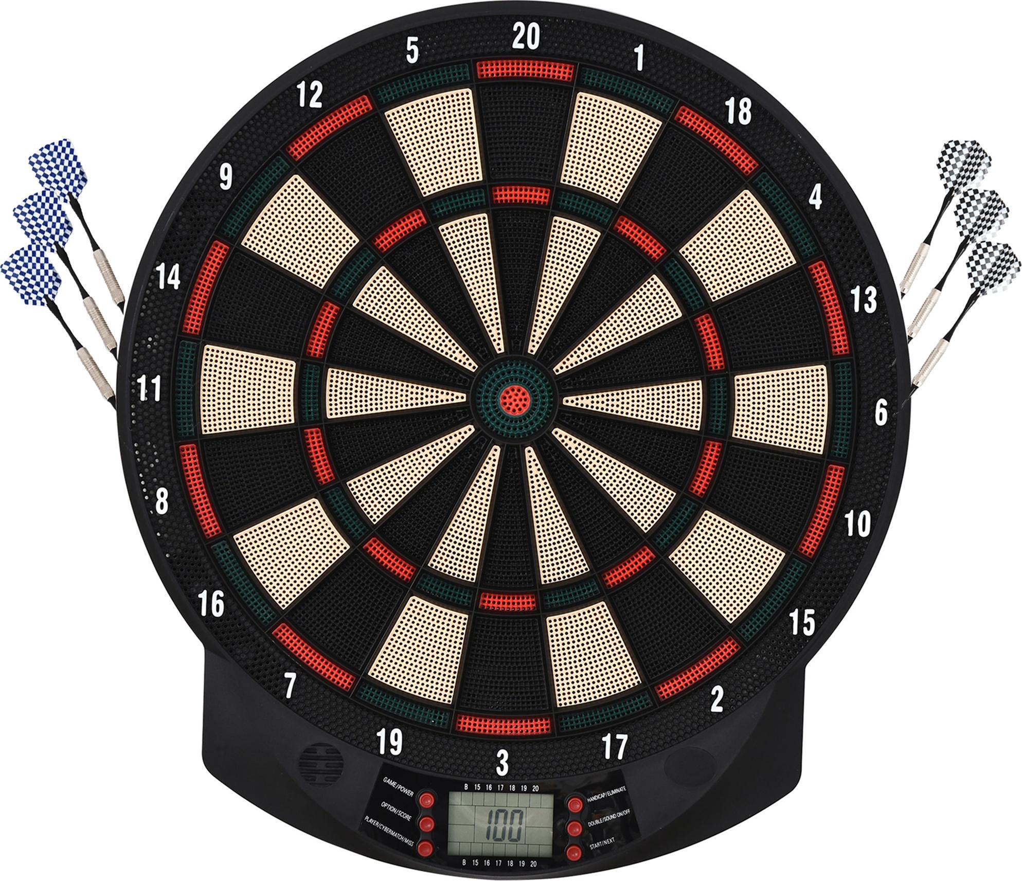 HOMCOM Elektronische Dartscheibe Dartboard Dart-set mit 6 Darts 30 Dartköpfe 26 Spiele und 185 Trefferoptionen für 8 Spieler 39,5 x 2,2 x 44 cm A70-043