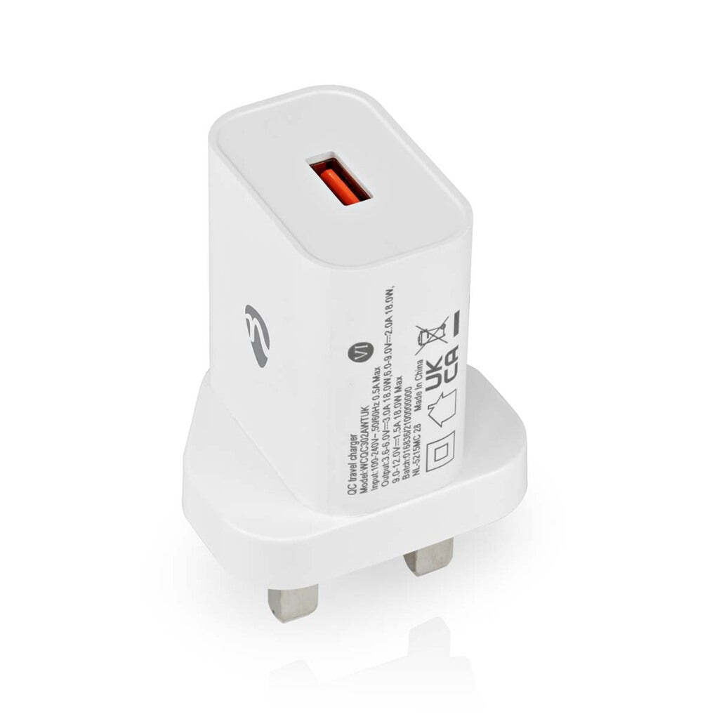Nedis Wcqc302Awtuk Nabíjačka s funkciou rýchleho nabíjania Qc3.0 3,0 A Výstupy: 1 Usb-A 18 W Automatická voľba napätia