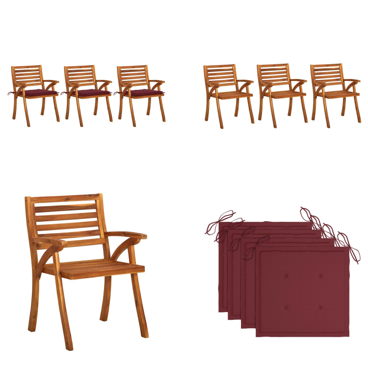 vidaXL Garten Essstühle mit Kissen 3 Stk. Massivholz Akazie - Esszimmerstuhl - Esszimmerstühle - Esszimmerstühle Aus Holz - Esszimmerstuhl Mit Kissen