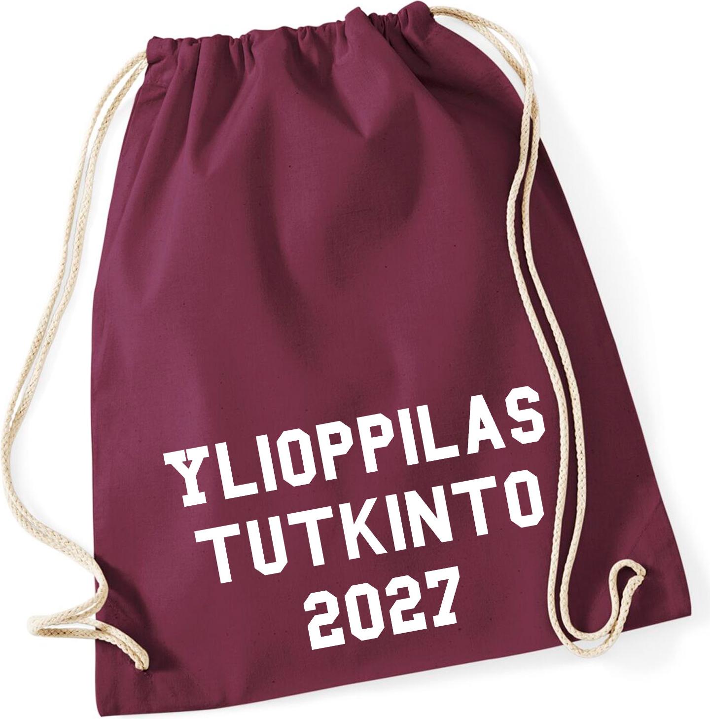 Hellweg Druckerei Huuraa Turnbeutel Ylioppilastutkinto 2027 Abschluss Finnland 12 Liter Burgundy Baumwolle Rucksack Geschenkidee 3929TB-BUR