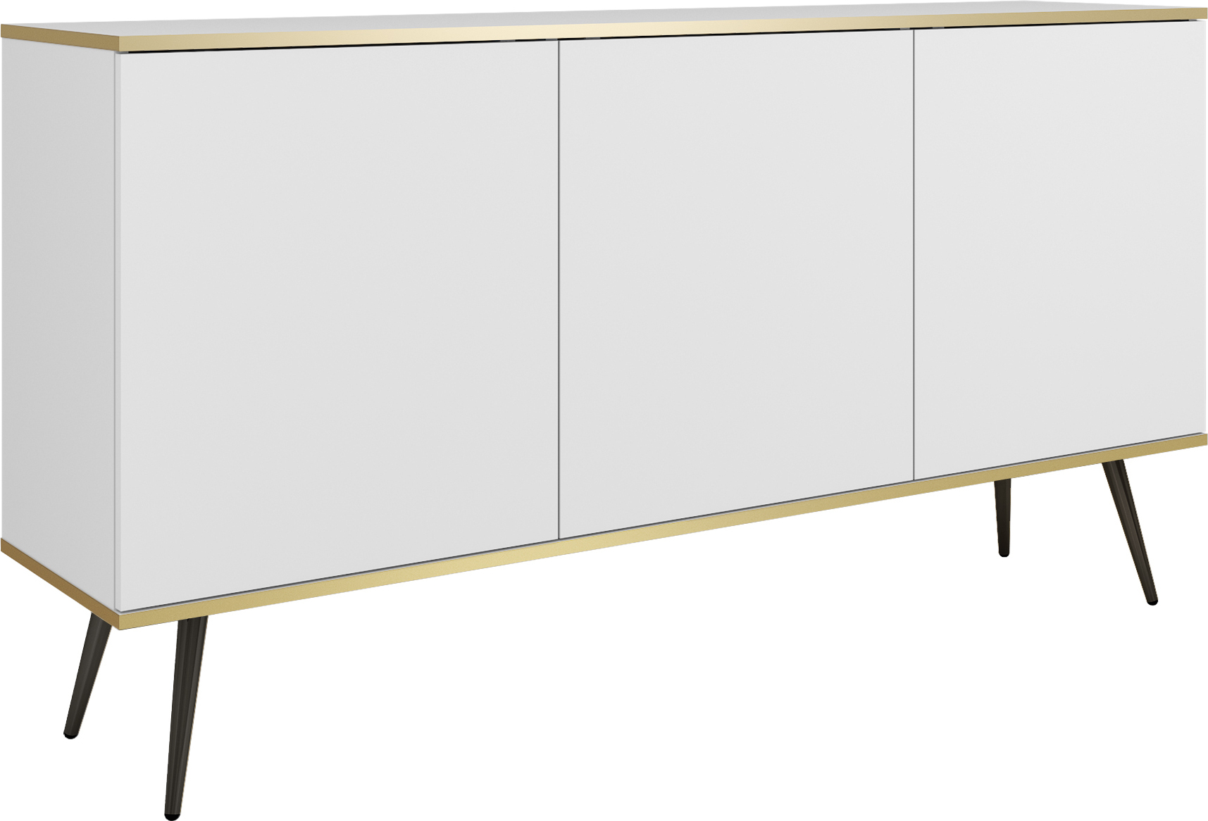 Kommode: Weiß mit Schwarzen Beinen, 160 x 85 x 39 cm