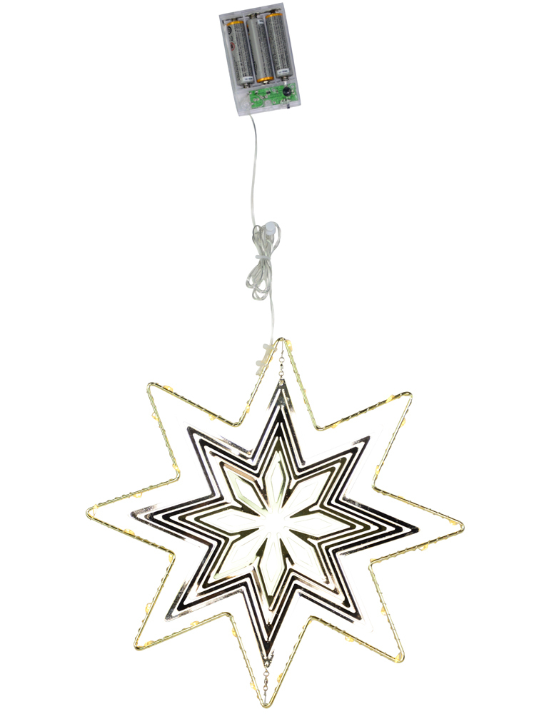 Riffelmacher + Weinberger Riffelmacher 3D Dekostern mit LED Beleuchtung Ø ca. 30 cm - 74782 | Gold