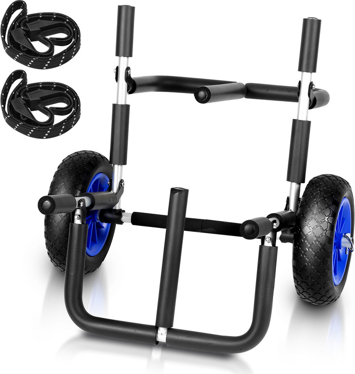 SWANEW Prepravný vozík pre SUP dosku Stand Up Paddle Board Dvojitý prepravný vozík pre kajak SUP vozík z hliníka Skladací SUP vozík Kanoe vozík do 80 kg 2 bezpečnostné popruhy