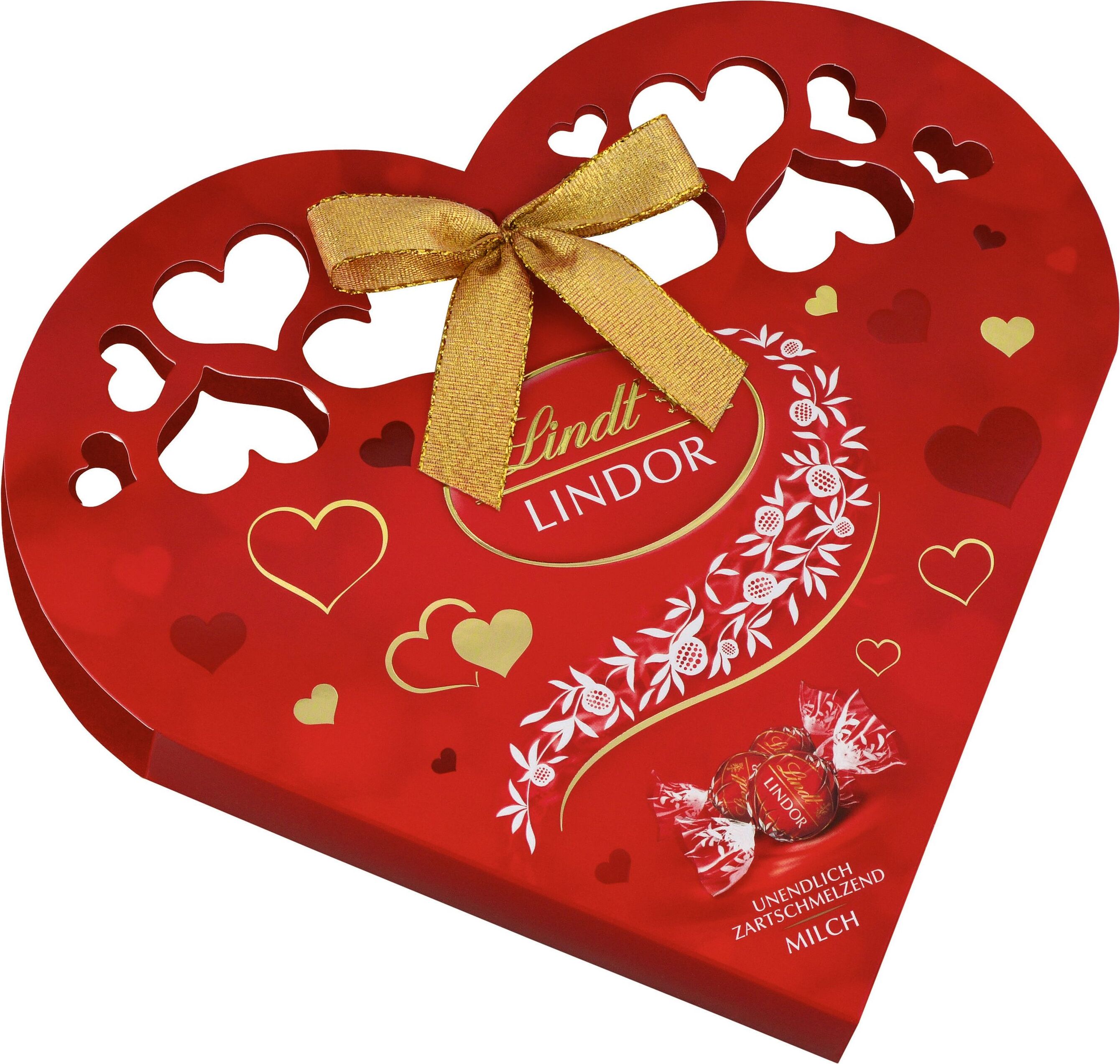 Lindt Lindor Vollmilch Kugeln in einer Herzgeschenkverpackung 112g 838819