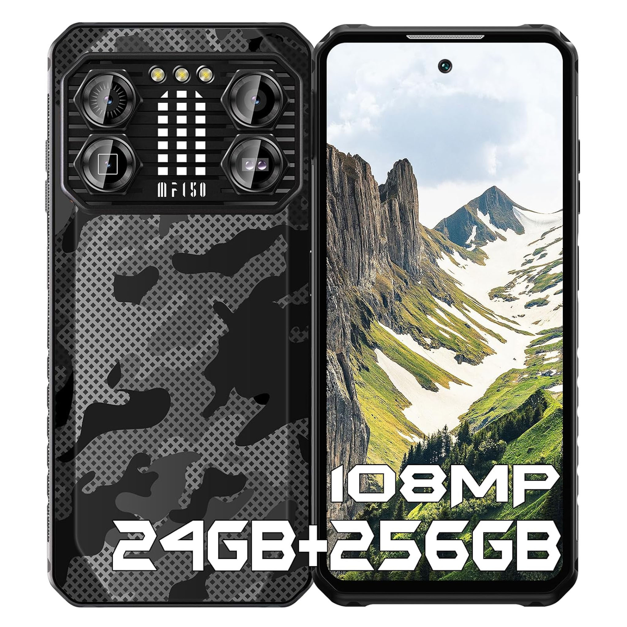 IIIF150 B2 Pro vonkajší smartfón 24GB+256GB/1TB TF 10000mAh vonkajší mobilný telefón Android 13, 108MP+24MP nočné videnie 120Hz 6,78" FHD+, čierny