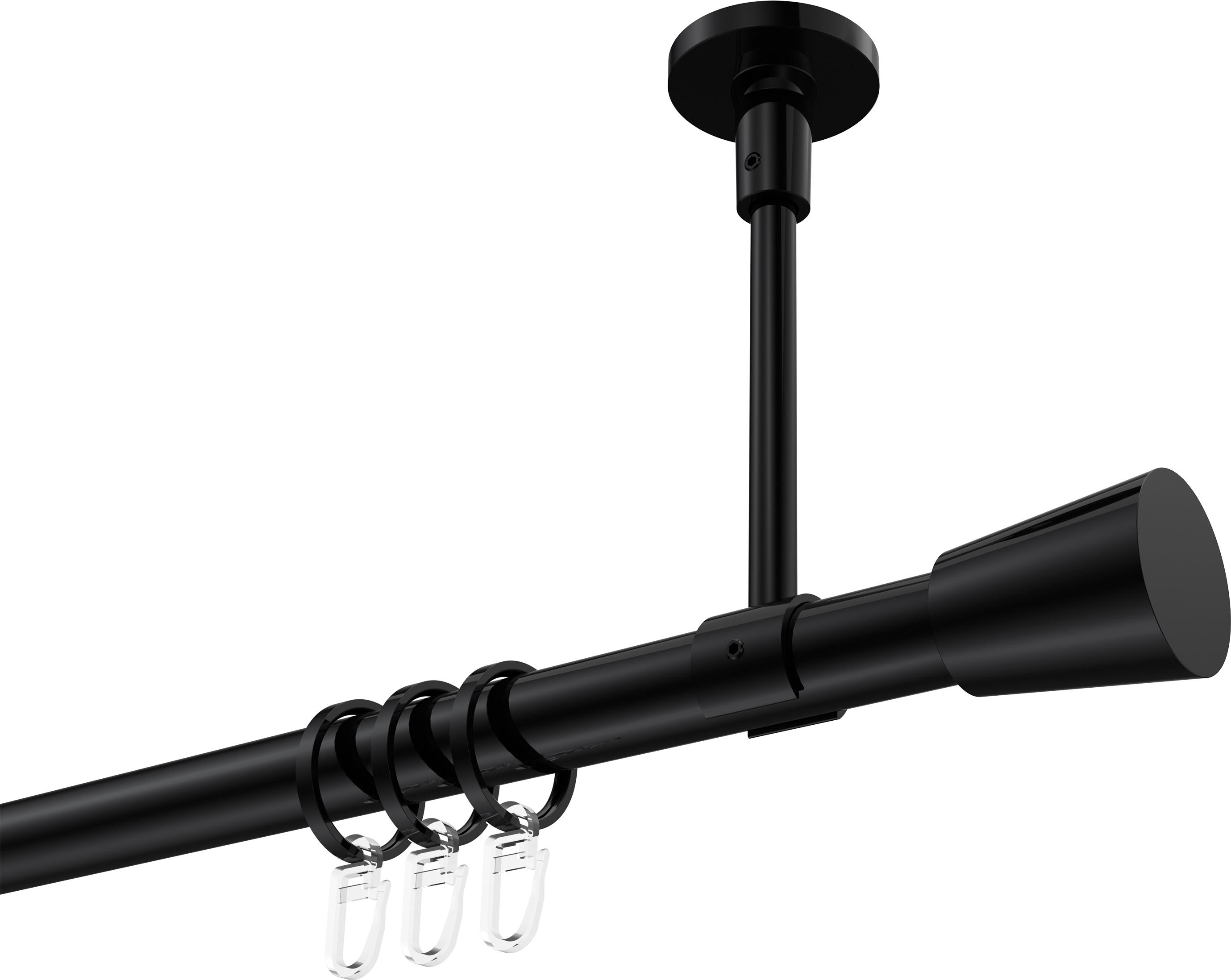 Interdeco Gardinenstange / Vorhangstange Schwarz, Typ Sonette Sitra (Konus) Deckenmontage, 20 mm Ø 1-läufig, 400 cm 10204633-4029Y2_KLA