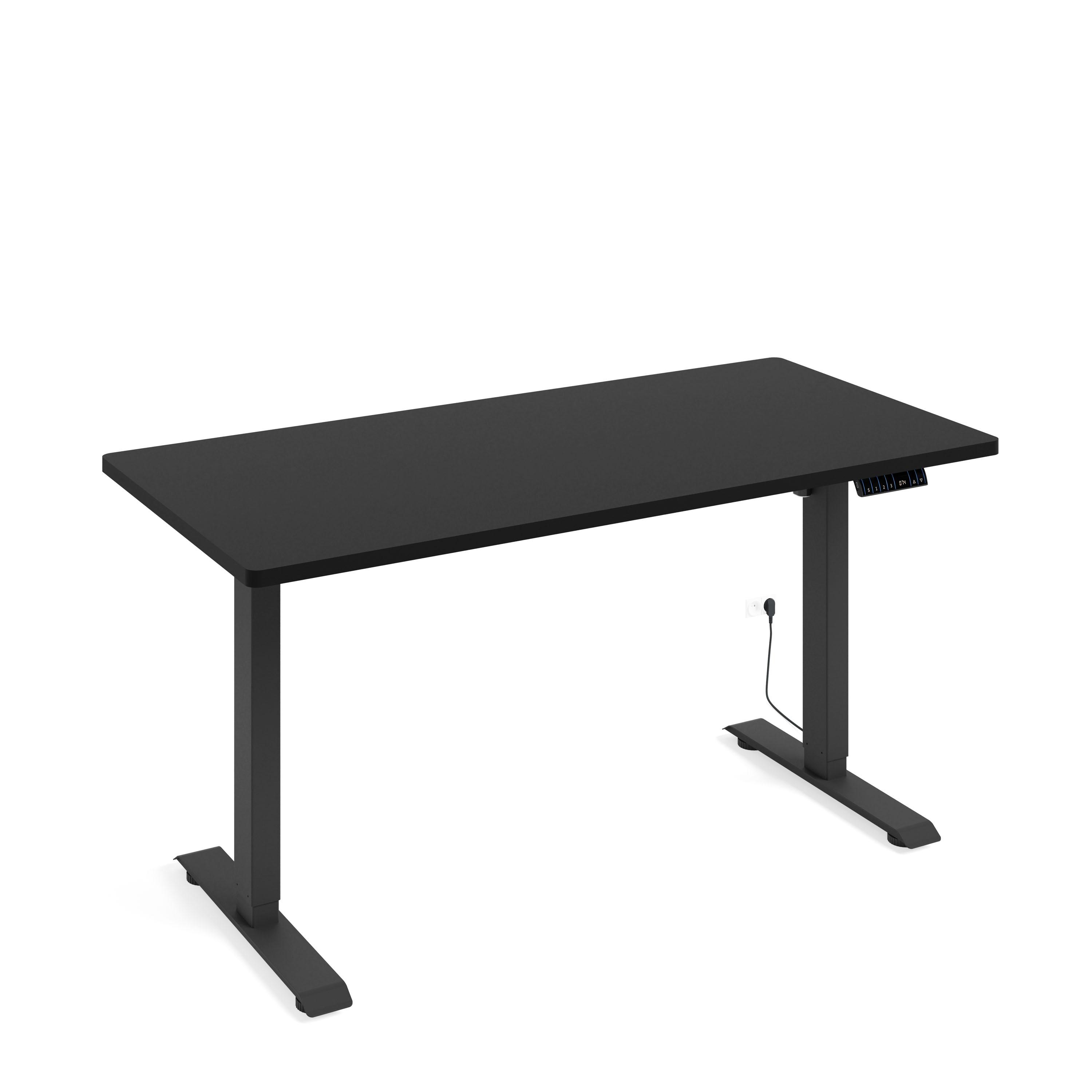 Höhenverstellbarer Schreibtisch Elektrisch BIMOTION 1S, 140x70x3,2 cm Schwarz/Schwarz