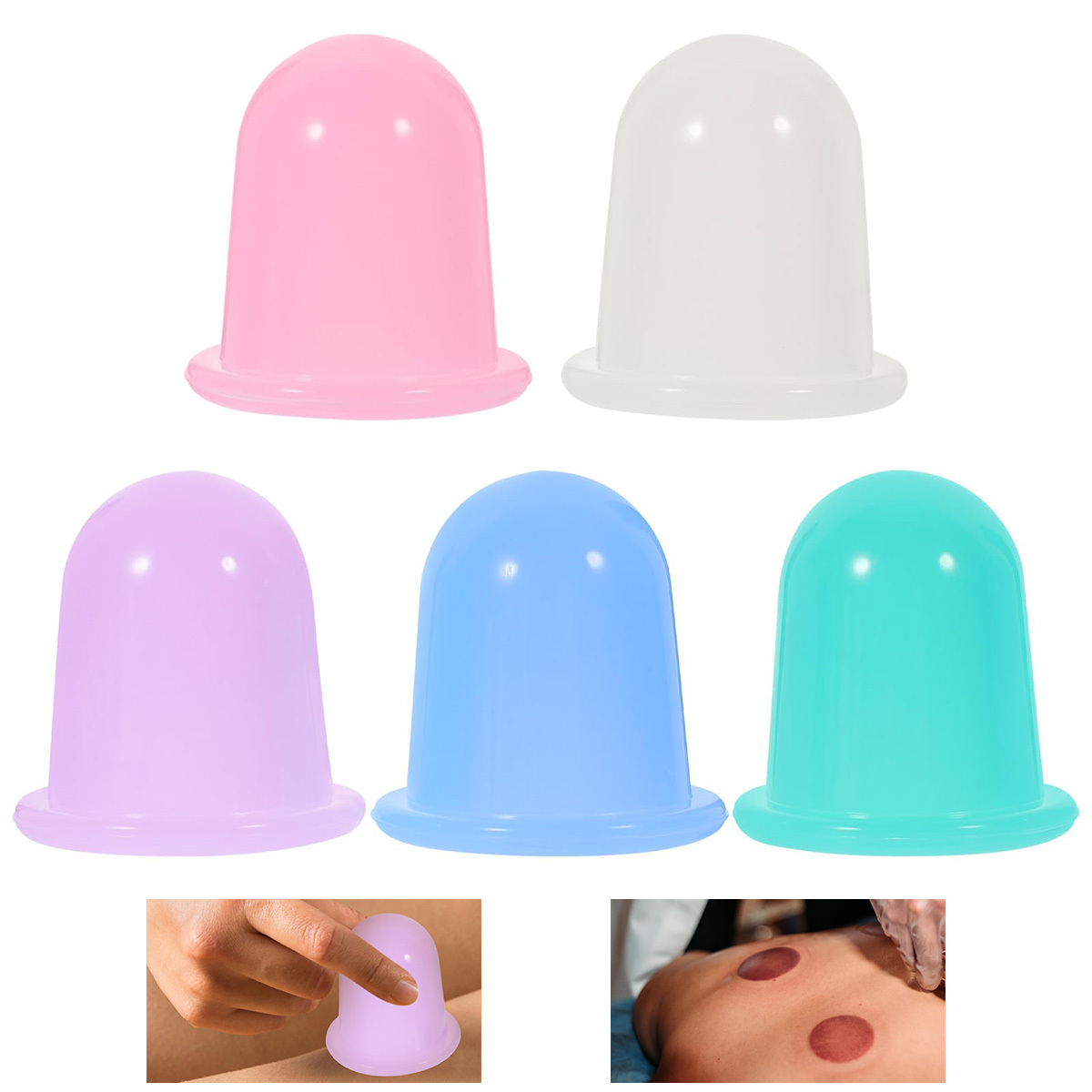 Dopwii Schröpfgläser aus Silikon,5er Schröpfgläser Hochtransparent und weich,Für Haushalts Massage KAUF-Wohn-HB1118-16
