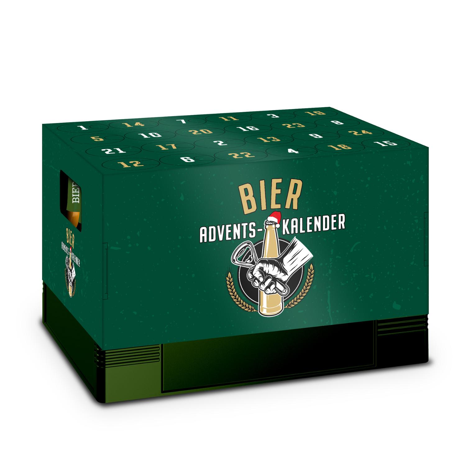 itenga Adventskalender für Bierkasten klassisch grün gold weiß (Motiv 4) Bierkastenadventskalender