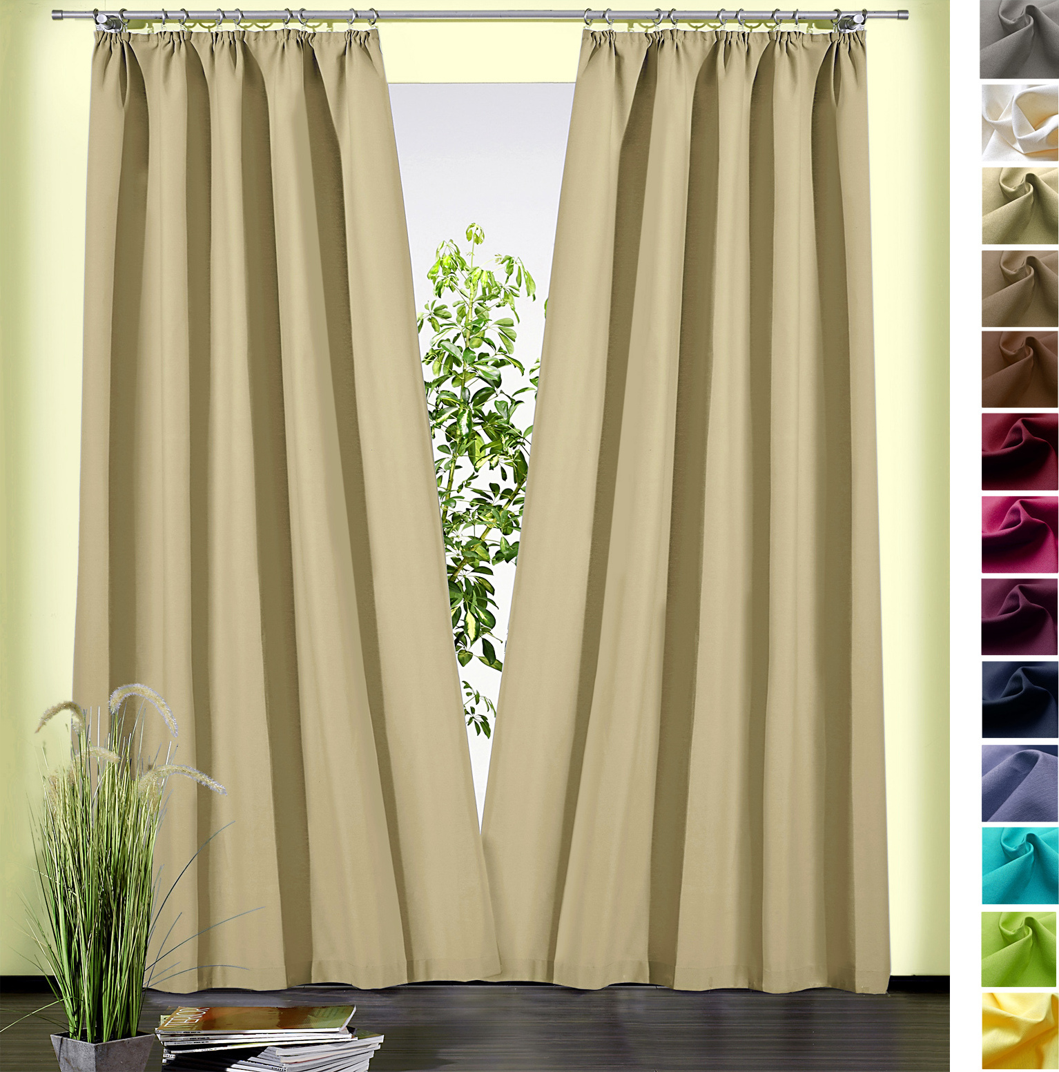 heimtexland ® Dekoschal katoen Uni ondoorzichtig gordijn plooiband gordijn zand taupe HxB 150x135 type 625