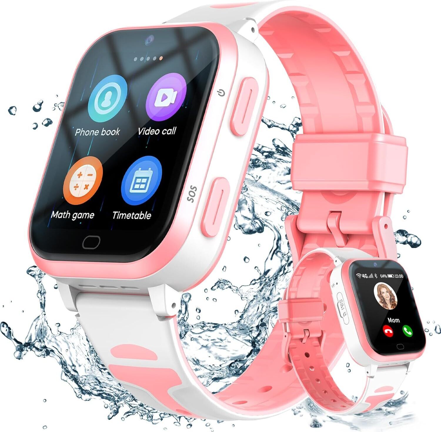 4G Smartwatch Kids, GPS Tracker Phone WiFi, Real-Time Position, Video Call Message, Waterproof, SOS, Pedometer, Geofence, Anti-Lost