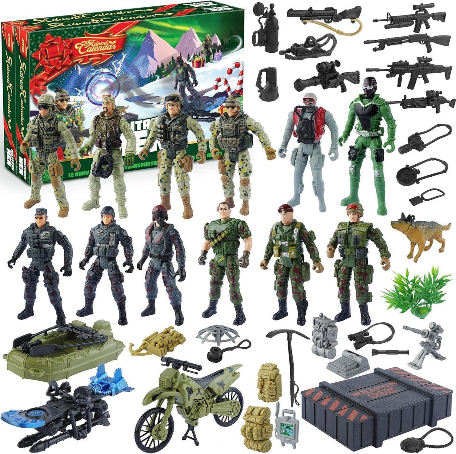 JOYIN 2024 Adventný kalendár pre deti Vianočný vojenský armádny muž