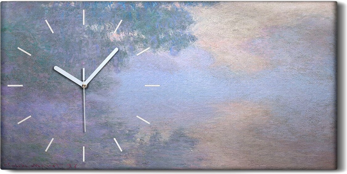 coloray Wandkunst Leinwand Bild Uhr Geräuschlos Kunstdruck 60x30 Vormittag an der Seine - weiße Hände zch-60x30-547237-b