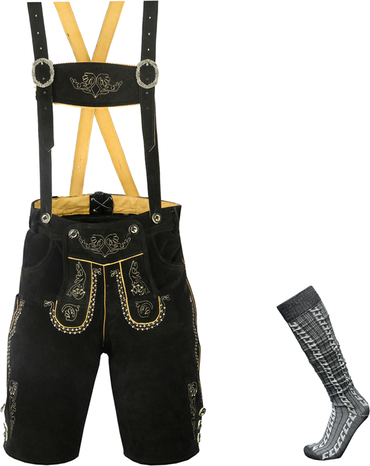 EASD Peter Ruszel Trachtenhose Trachten Lederhose Herren Leder Trachtenhose kurz - inkl. Socken - Gr. 54/XL