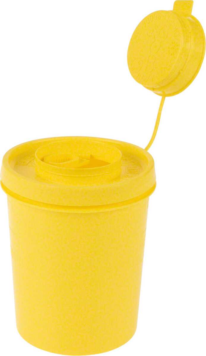 Sport-Tec Kanülen-Entsorgungsbox Nadelabwurfbehälter Servobox 500 ml, runde Öffnung, ø 75x107 mm 25295