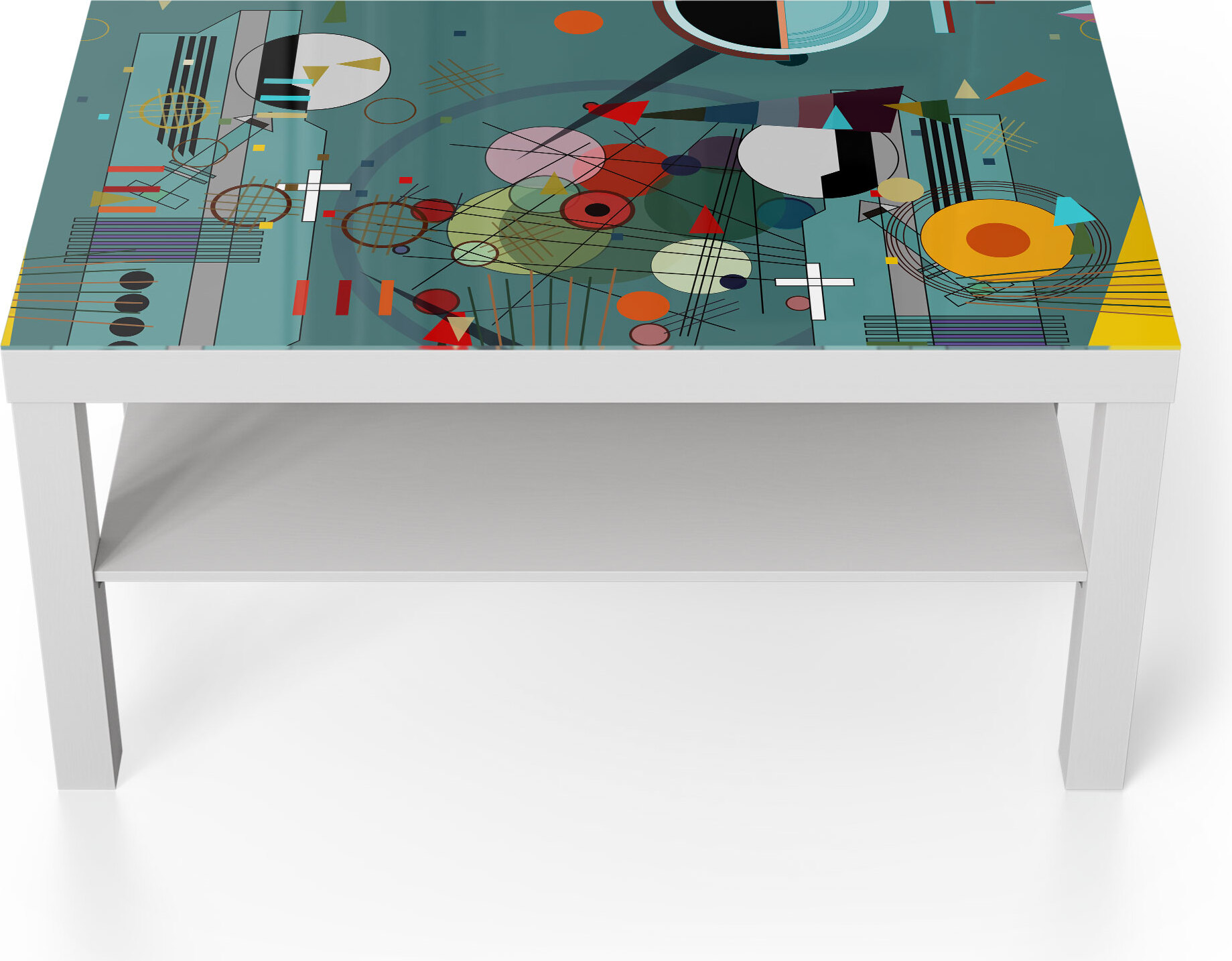 DEQORI Couchtisch 90x55 cm Weiß 'Inszenierung von Formen' Glas Beistelltisch TL-90-55-W-1346