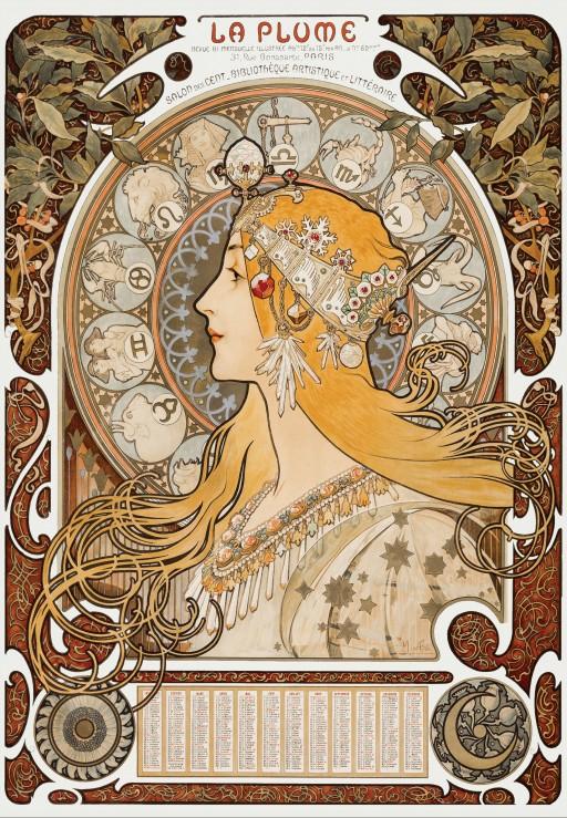 Grafika Puzzle Alphonse Mucha - La Plume 1896-97 - 1000 Teile Kunst Puzzle 33428