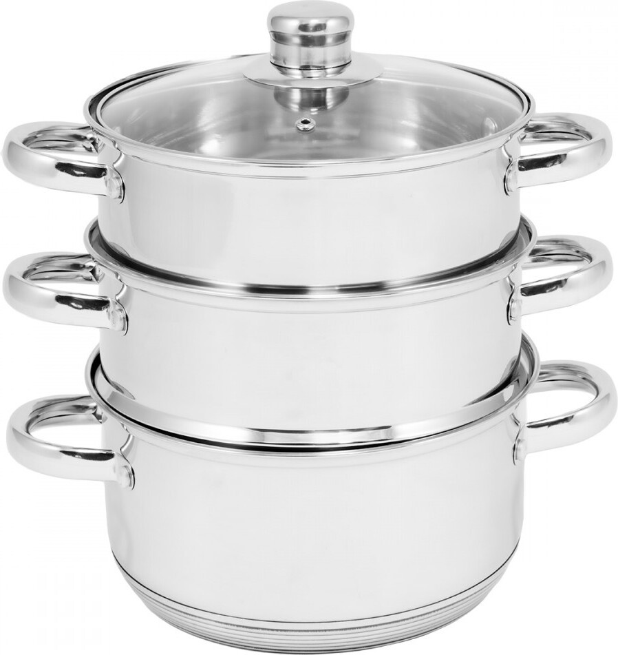 TOPFANN Edelstahl Dampfgartopf 20 cm 4tlg Dämpferole Dampfgarer Dampf-Topf Induktion 2,5L