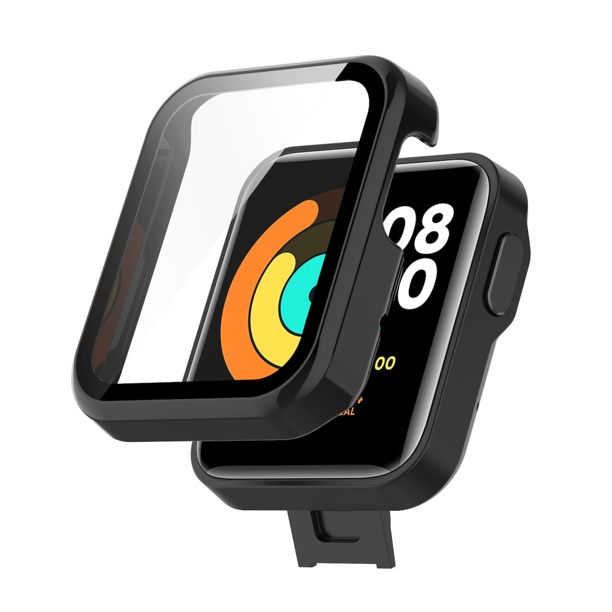 Pre Xiaomi Mi Watch Lite Ochranné puzdro PC + sklo Black Watch Cover Case