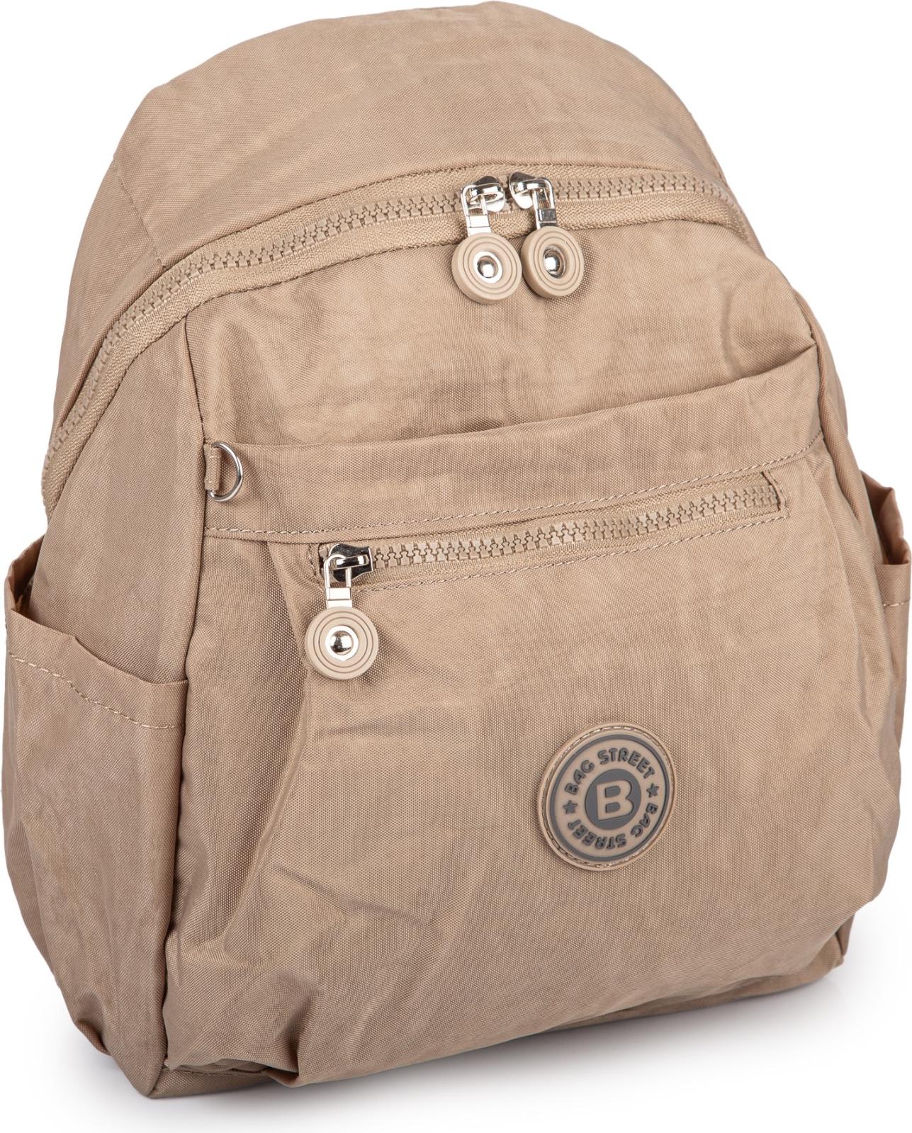 Bag Street Damen Herren Stadtrucksack Leicht Stoffrucksack Beige