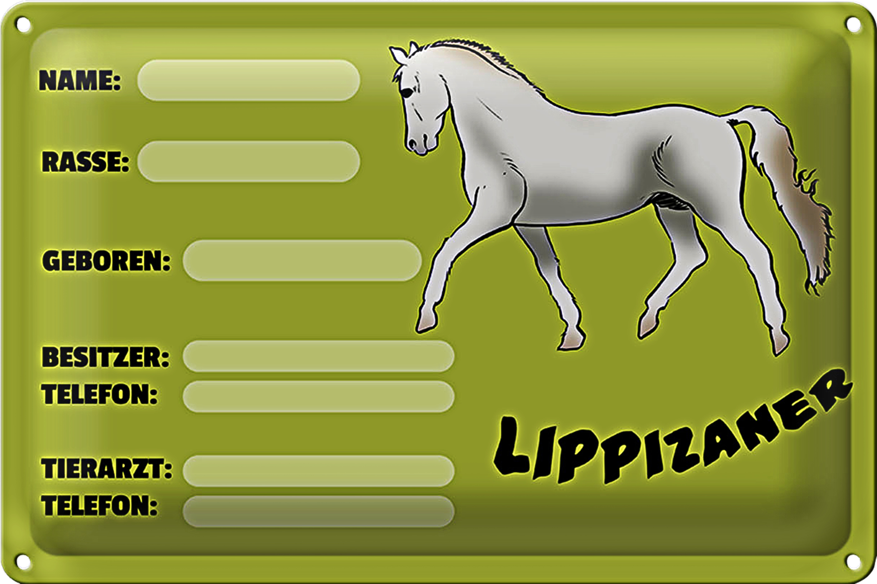 Roomando Blechschild Steckbrief Lippizaner 30x20cm Angaben Name Besitzer