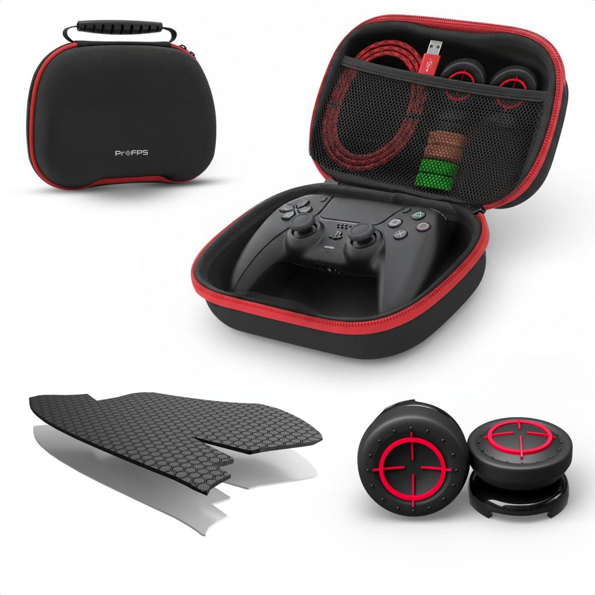 mt-commerce ProFPS Zubehörset für Controller – Case, Grips & Thumbsticks – Controller Zubehör für besseren Halt & Kontrolle – Schutz & Upgrade für DualSense – Sch