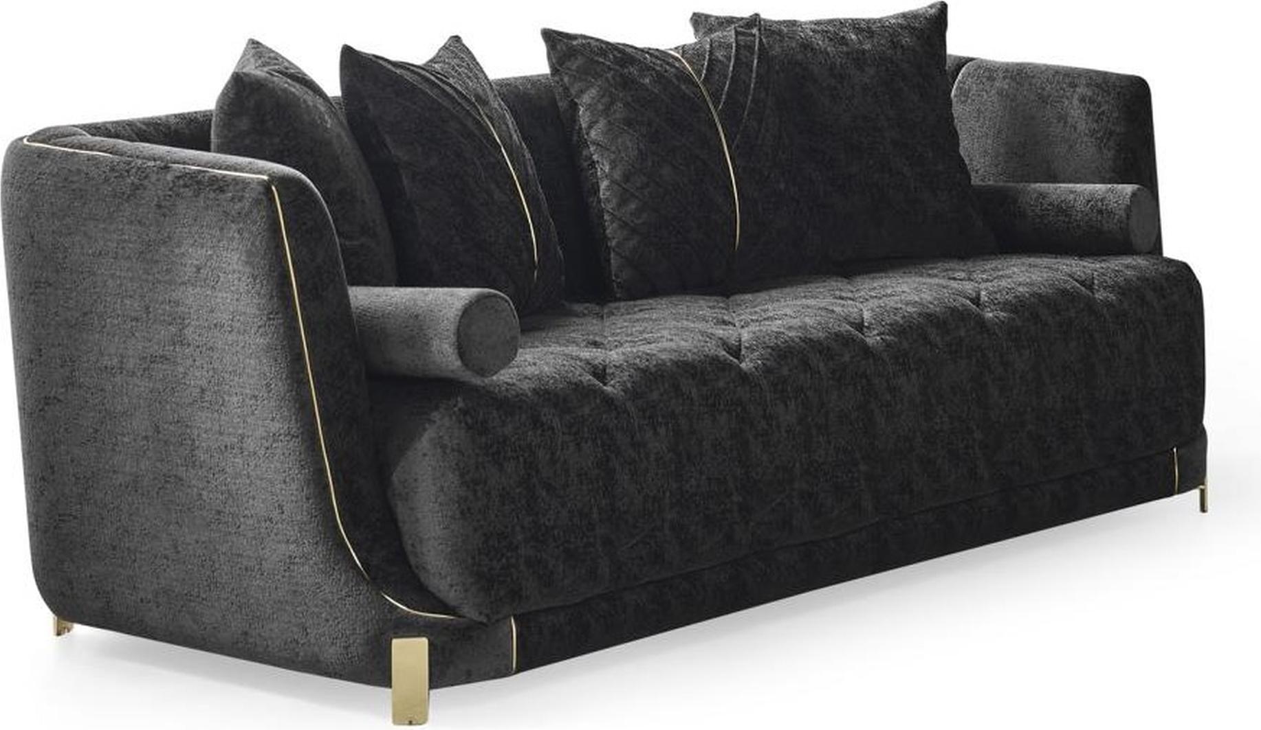 AEA Polstersofa Dreisitzgarnitur Dreisitzer 3er-Sofa Dreisitzcouch Sofa Schwarz