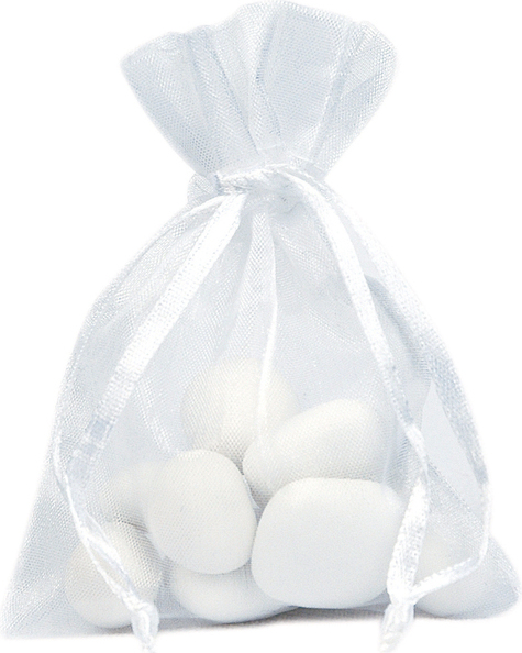 6 Stück Organza-Beutel In Bonbonform – Weiß, 13x6,8 Cm, Für Geschenke & Deko