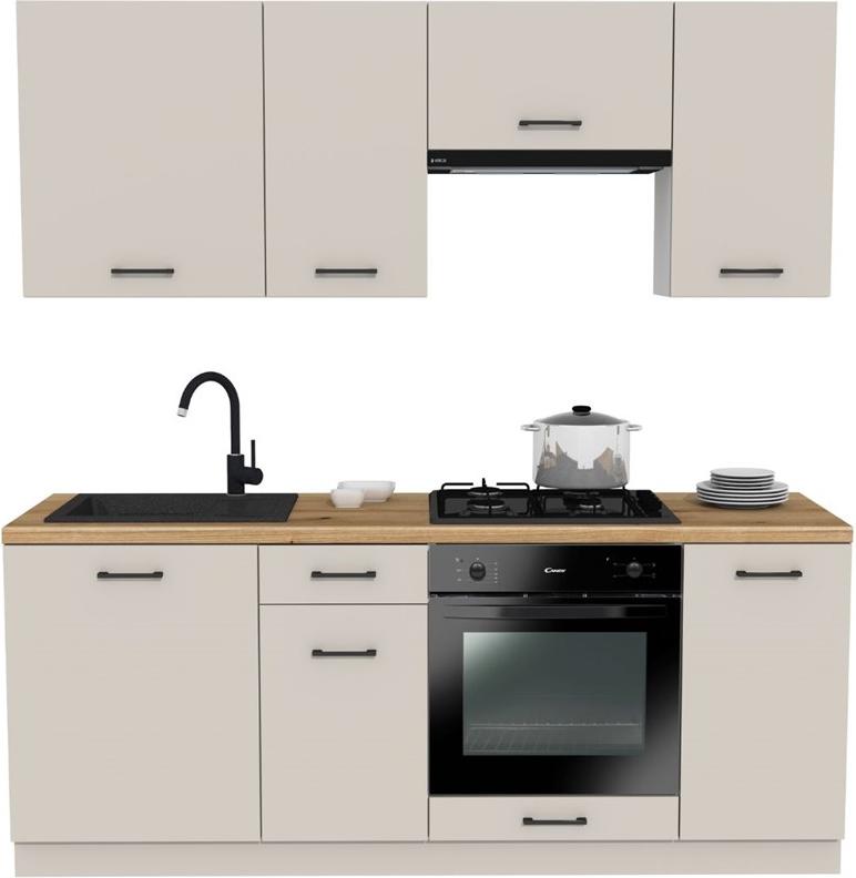 3E 3xE living.com Kchenmbel, Kaschmir / Eiche Evoke, 200 x VERSTELLBAR x 48,5 cm M-MP-MK-VARIO-200-KASZ/EVOKE