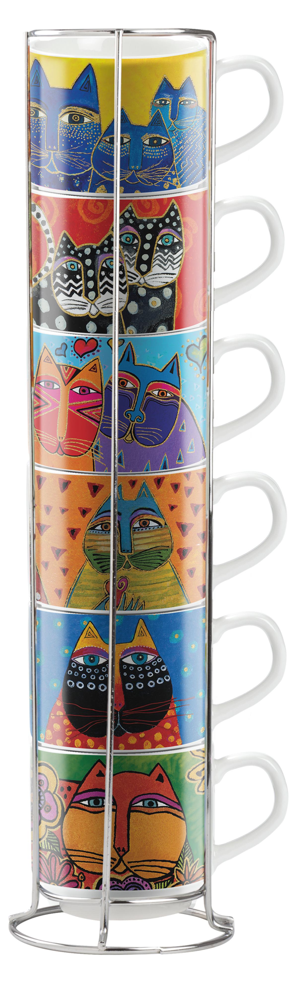 Gilde Espressotasse, "Fantastic Felines", Porzellan, mehrfarbig, VE 1, H. 5,5 cm, D. 6 cm 81380