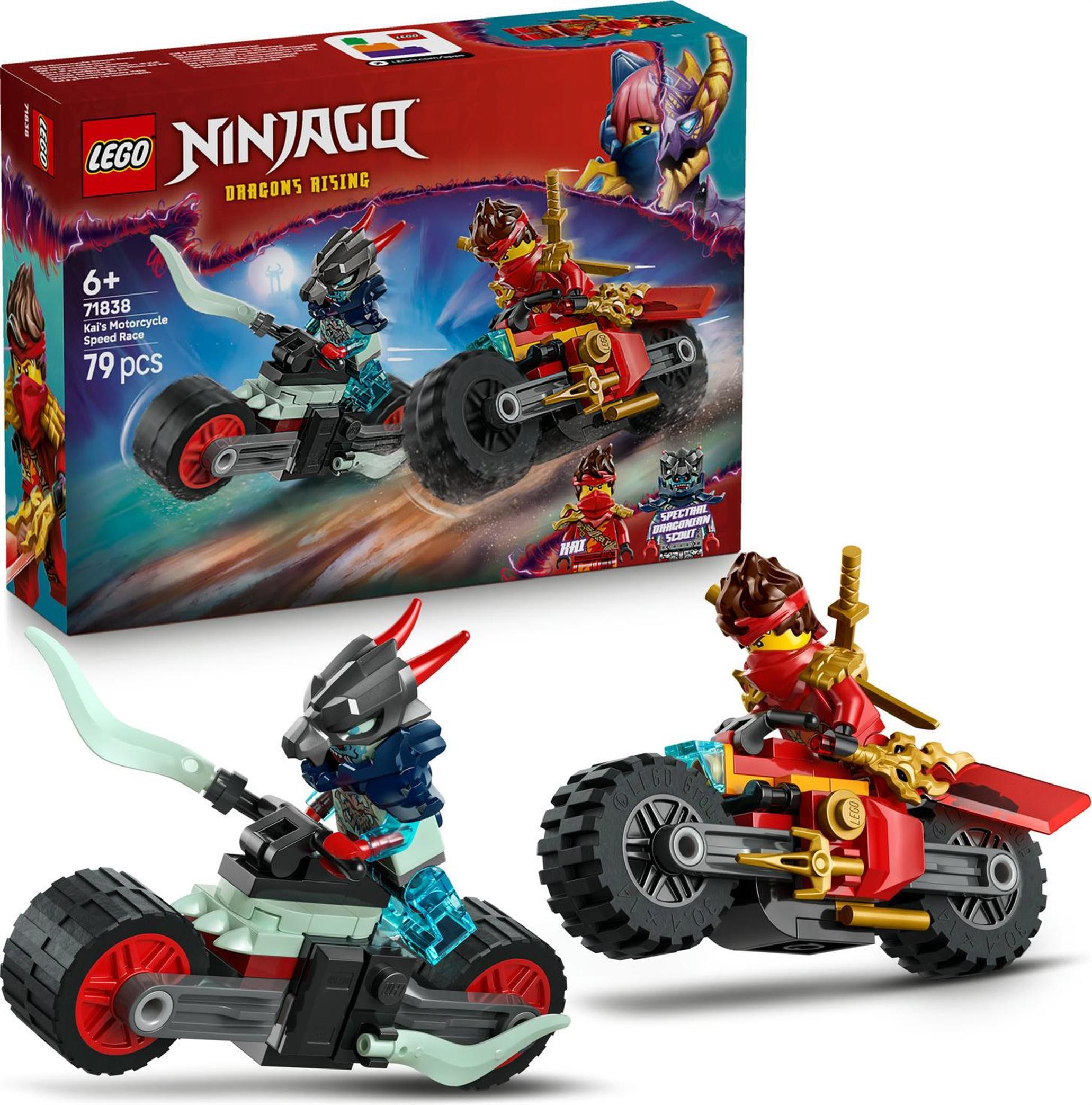 LEGO NINJAGO Kai a preteky na motorke, Stavebnica, 6 rok / roky, Plast, 79 kusov, 139 g
