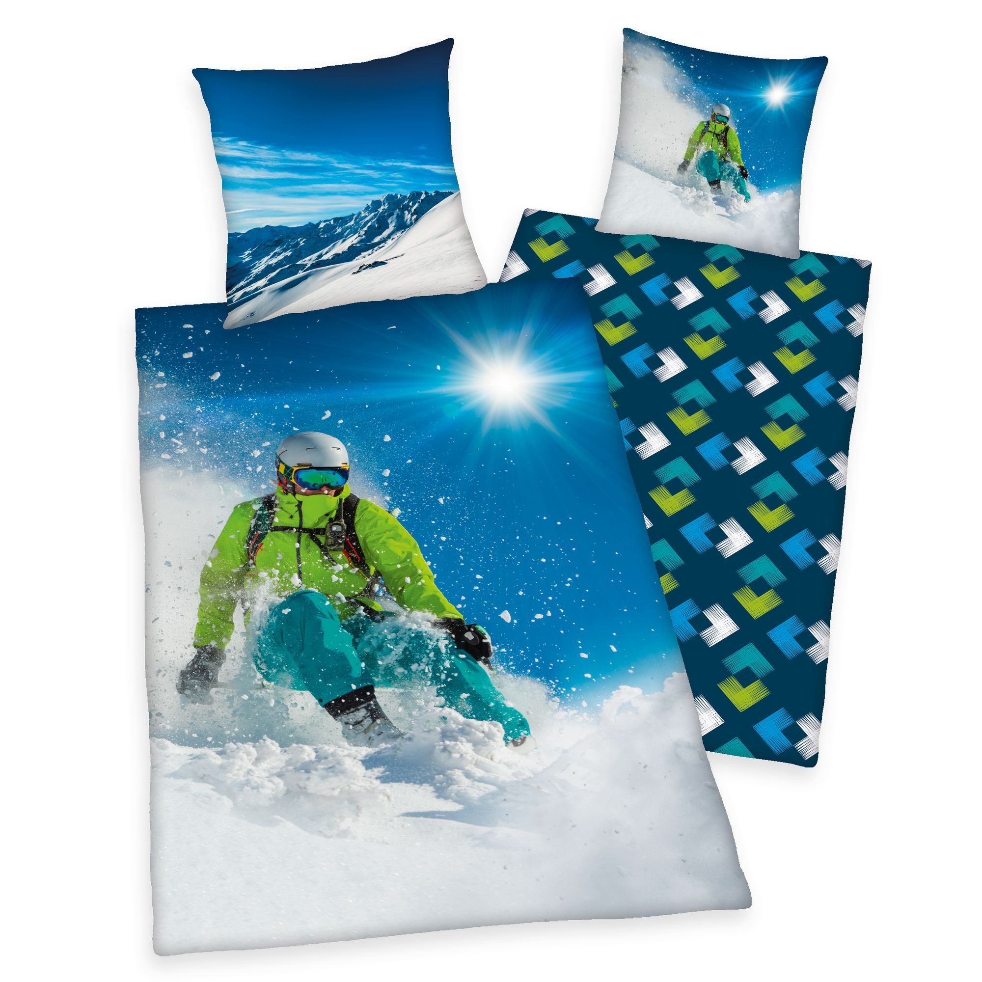 Herding ( Young Collection ) Skifahrer Bettwäsche / Kinderbettwäsche, 100% Baumwolle ( Renforcé ), 80x80 + 135x200 cm 4459251050