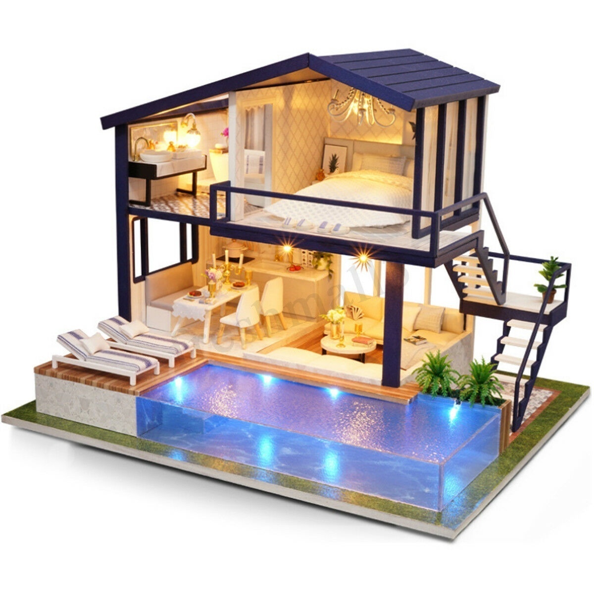 DIY Miniatur-Puppenhaus-Set & Spielzeug Mini-3D-Holzpuppenhausmöbel style  #OS 