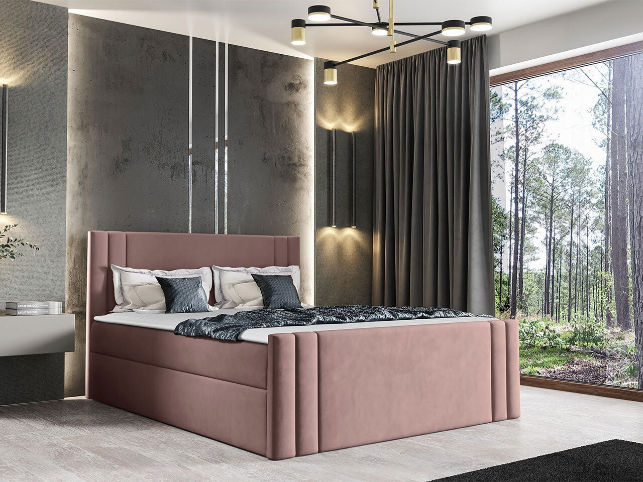 Americká manželská posteľ 180x200 VITORIA - ružová + topper ZDARMA