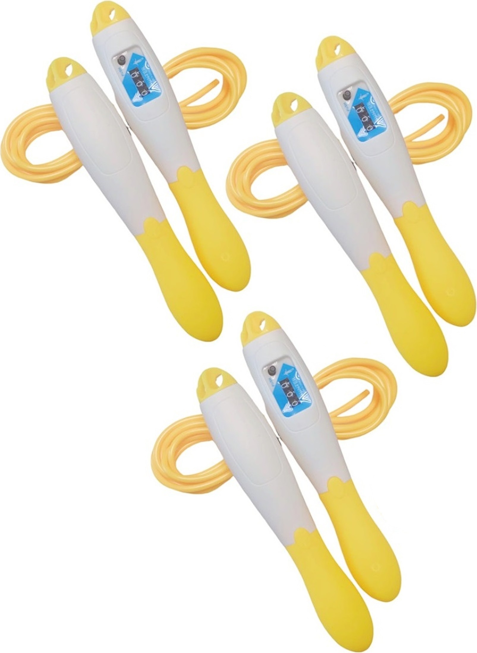 BAYLI 3er Set Fitness Springseil mit Zähler | 270cm Speed Rope für Training, Ausdauer Sport, Workout | Ausdauer & Abnehmen | Springseile für Kinder & Erwachsene | Hüpf Zählerseil | Seilspringen - Gelb