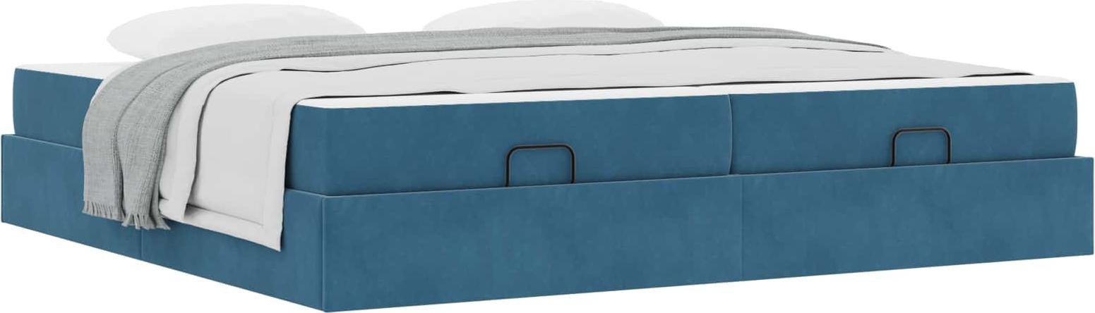 Bettgestell mit Matratze mit Matratze 2 pcs Blau Samt