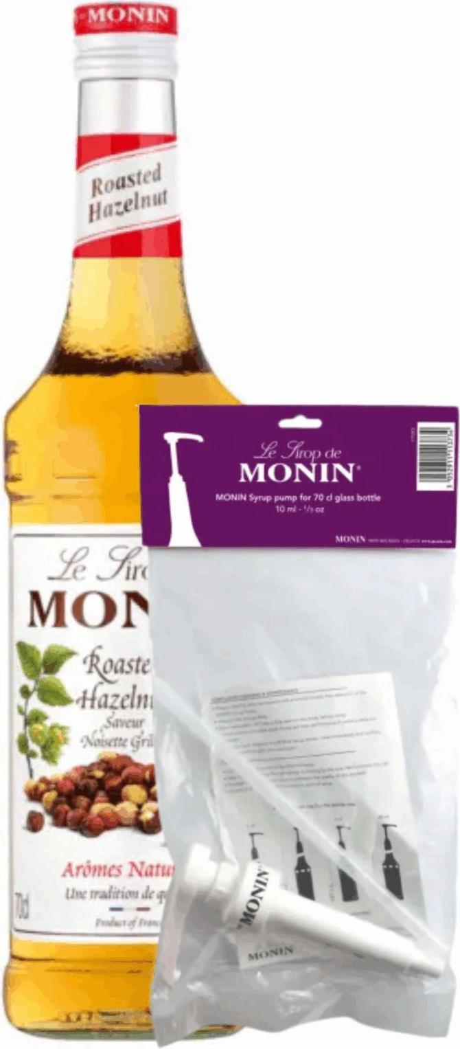 Monin-Sirup geröstete Haselnüsse (70 cl) + Siruppumpe (10 ml)