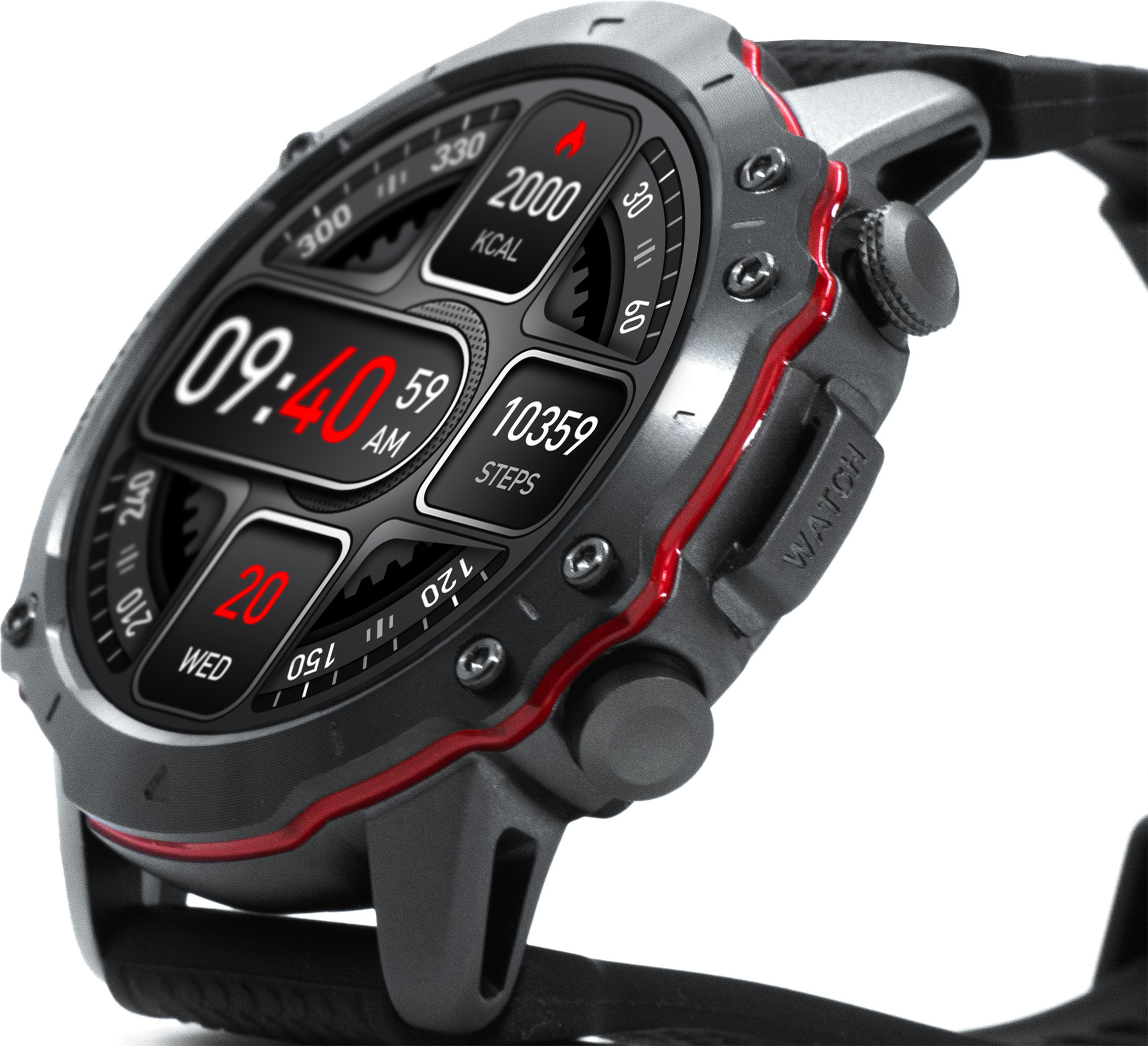 Kiano Watch Sport Schwarz Herren Smartwatch, austauschbare Armbänder, Bluetooth, Amoled KIASHWSP001B