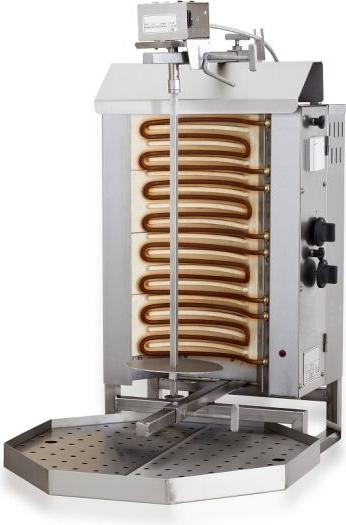 Gyros gril, umiestnenie elektromotora: hore, 4 ohrevné zóny