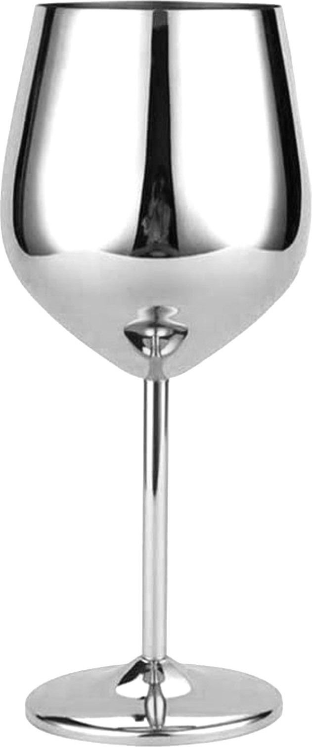 winterbeauy Edelstahl Weinglas 550ml, Kreatives Cocktailglas aus Metall, Weinglaser Bruchsichere, Silber