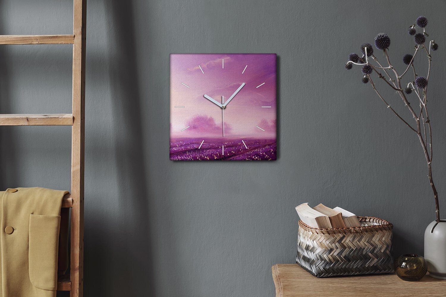 Coloray Hodiny Unikátní 30x30 cm Tiché hodiny Pro obývací pokoj a kuchy Nástnné hodiny Plátno Bílé ruiky hodin - Kvt