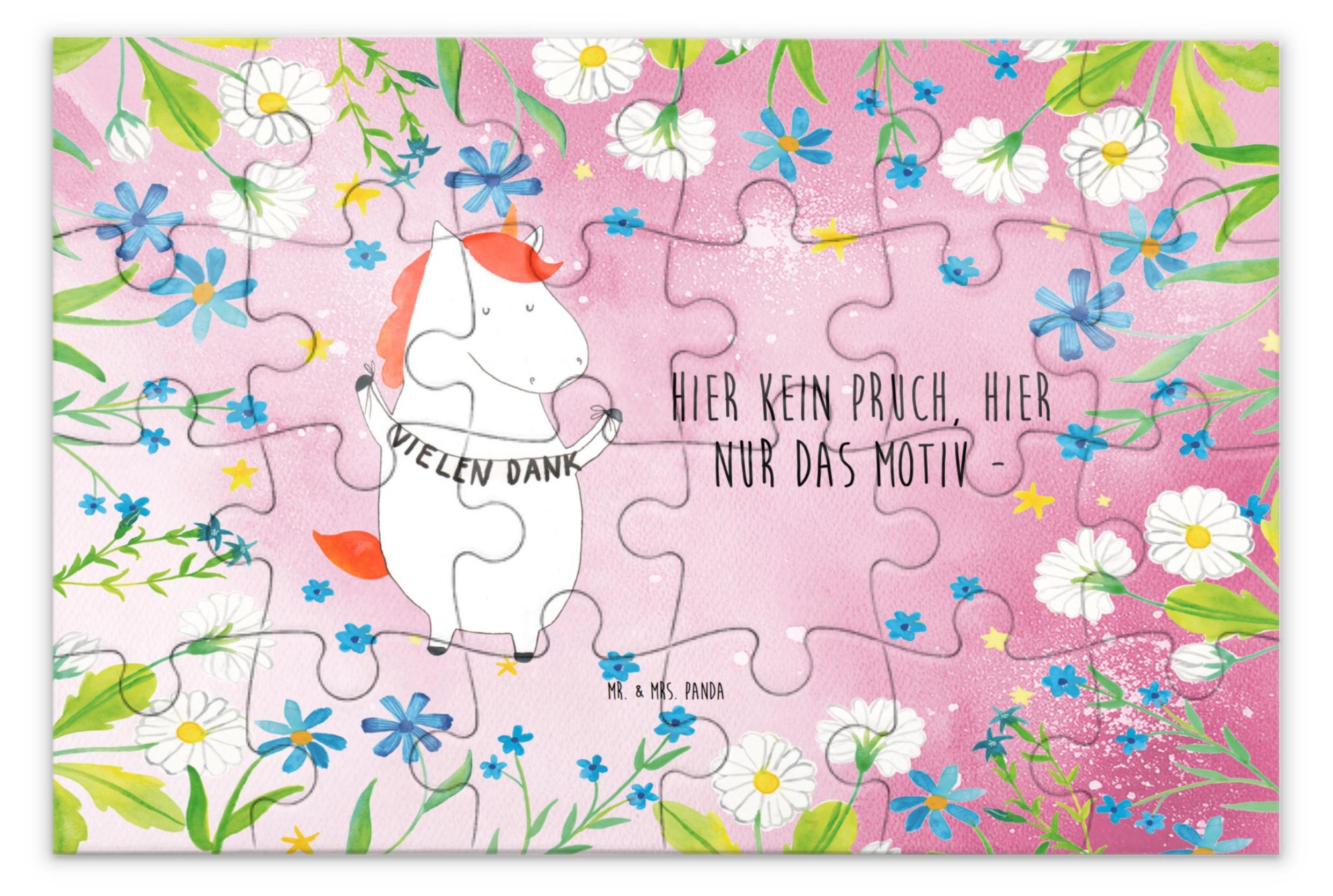 Mr. & Mrs. Panda Puzzle Einhorn Dankeschön 24 Teile - Rot Pastell - Geschenk, 500, Vielen Dank, Danksagung, Unicorn, 1500, Einhörner, Puzzlespiel, Danke, 2000, 1000 PD-1864344-STANDARD