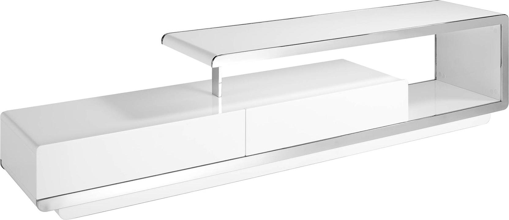 Ángel Cerdá Angel Cerdá TV-Ständer aus weißem Holz mit verchromtem Stahlsockel und verchromtem Stahlsockel 3042